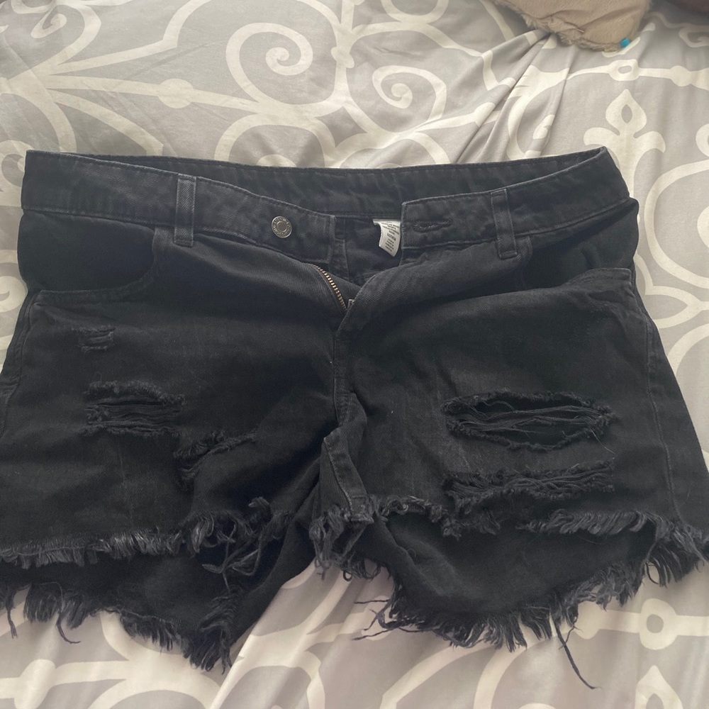 Black jean shorts